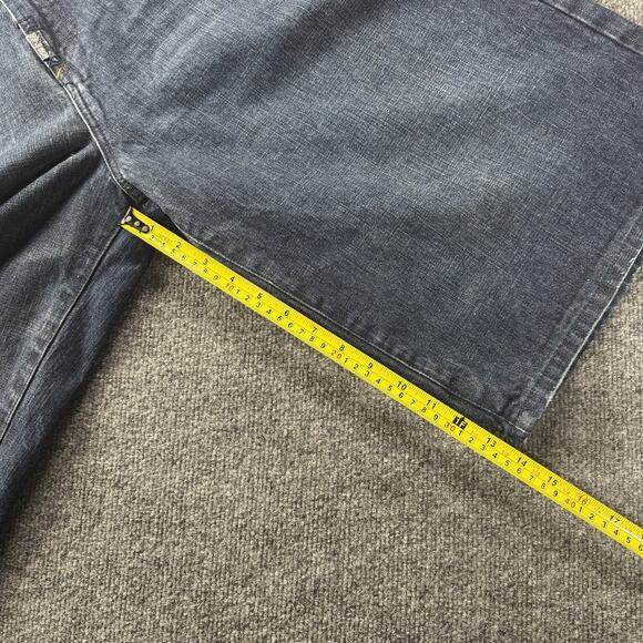 Y2K LRG Baggy Denim Jean Shorts Wide Leg JNCO Style Hip Hop Embroidered Size 36 - Picture 7 of 8